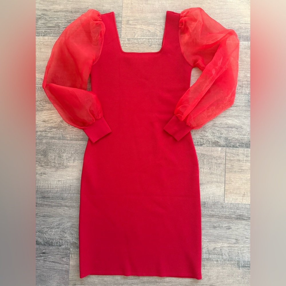 House of Harlow 1960 Vibrant Red Long Sleeve Dress